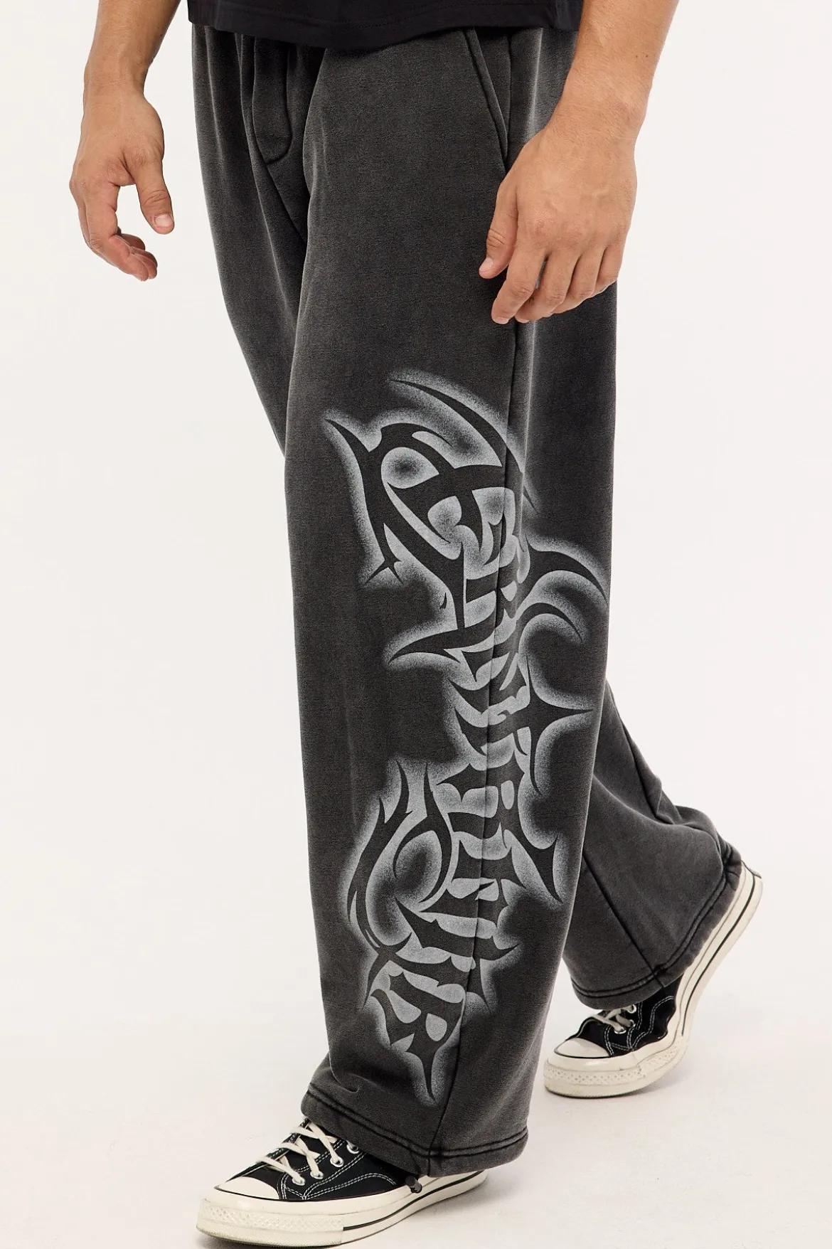 Ashline Barrel Leg Track Pant Washed Black
