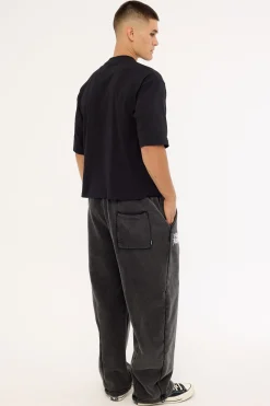 Ashline Barrel Leg Track Pant Washed Black
