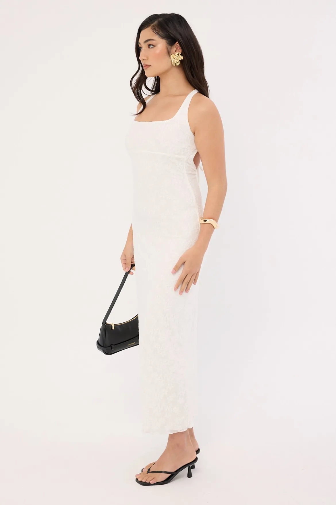 Aster Halter Tie Back Maxi Dress White