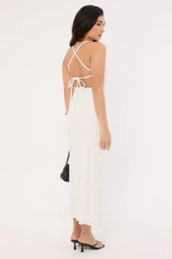 Aster Halter Tie Back Maxi Dress White