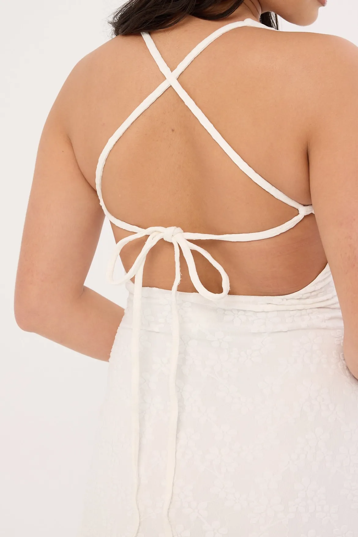 Aster Halter Tie Back Maxi Dress White