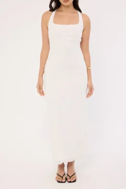 Aster Halter Tie Back Maxi Dress White
