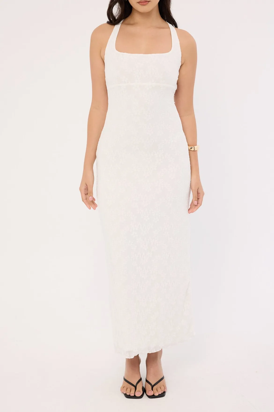 Aster Halter Tie Back Maxi Dress White