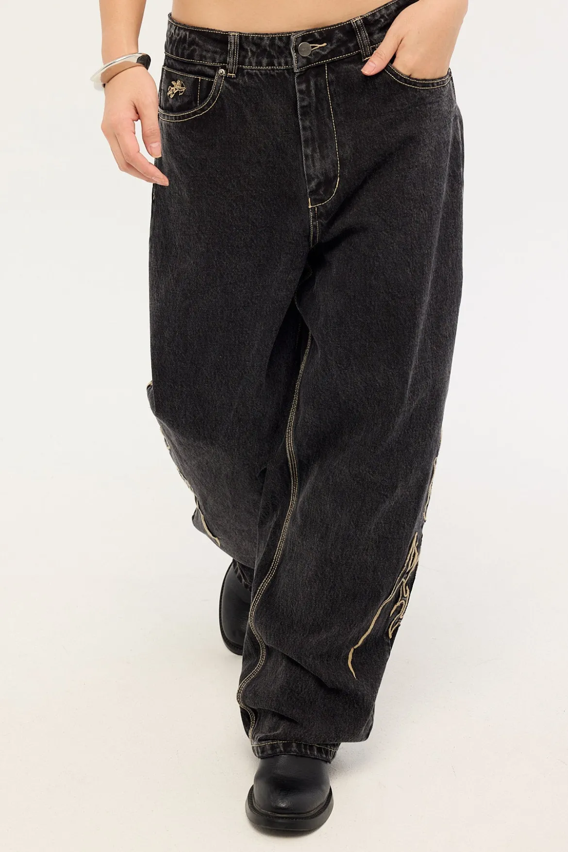 At Peace Big Baggy Jean Black Rinse Denim
