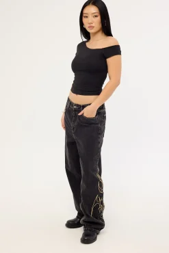 At Peace Big Baggy Jean Black Rinse Denim