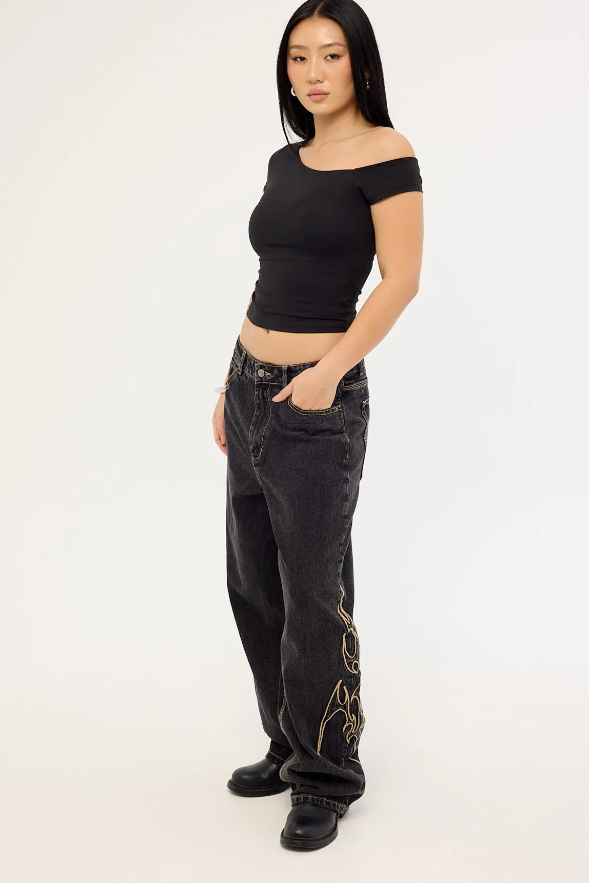 At Peace Big Baggy Jean Black Rinse Denim