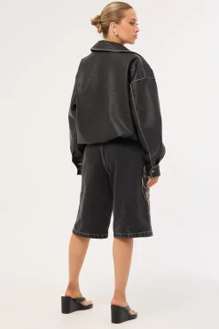 At Peace 00s Big Baggy Denim Short Black Rinse