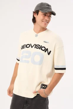 Athloop V Neck Knit Jersey Off White