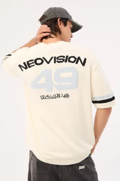 Athloop V Neck Knit Jersey Off White