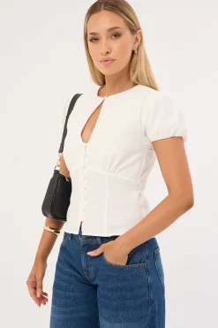 Aurora Keyhole Top White