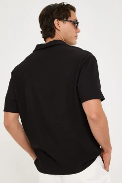 Austin Pleated Polo Black