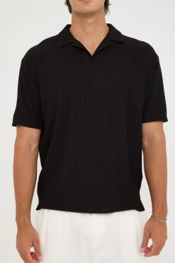 Austin Pleated Polo Black