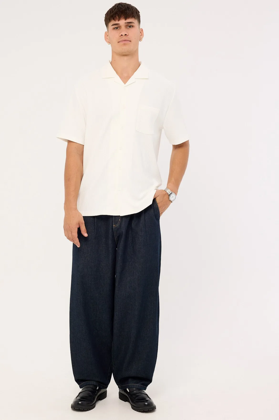 Austin Pleated Resort Shirt White