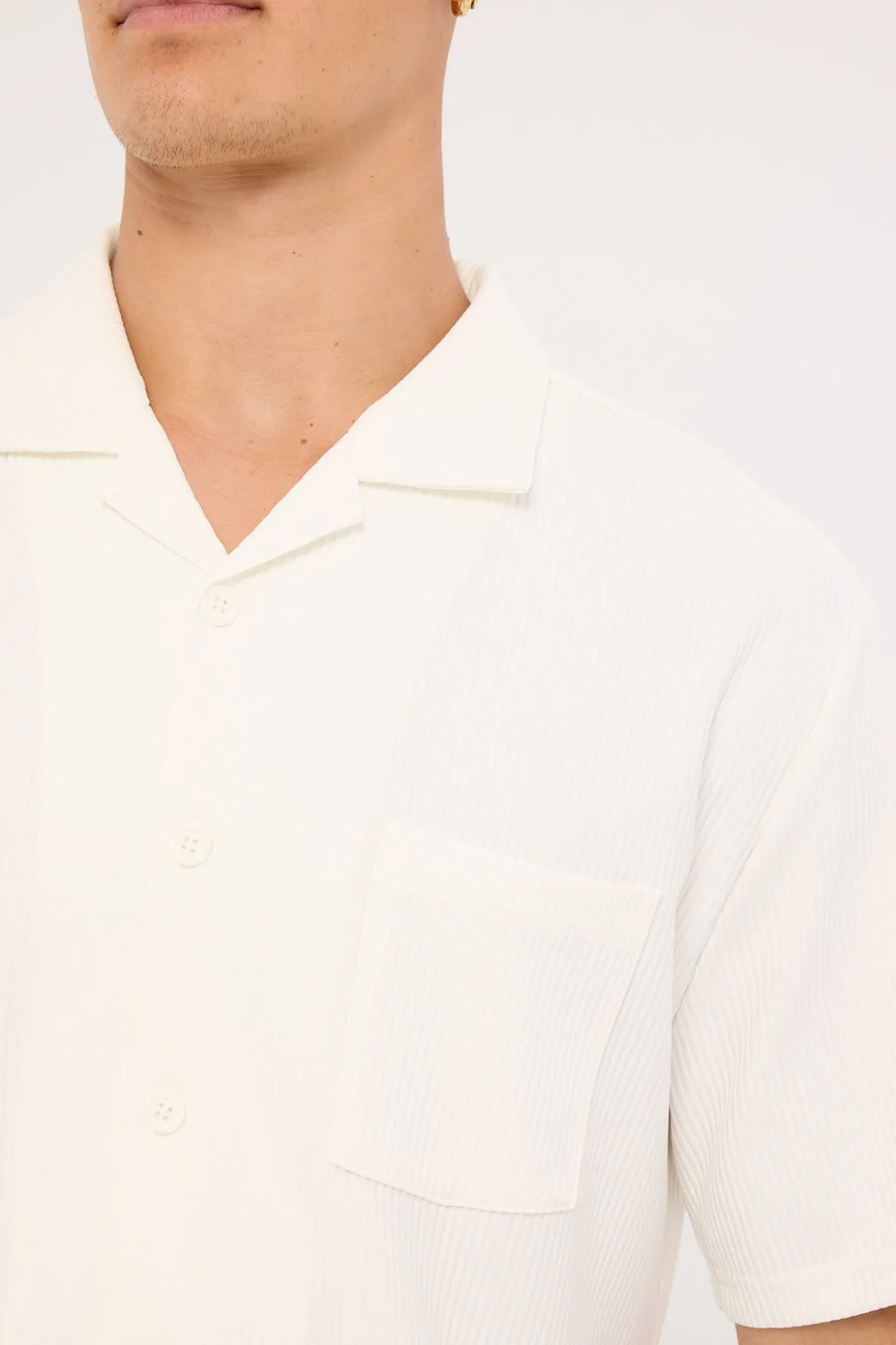 Austin Pleated Resort Shirt White