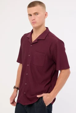 Austin Pleated Resort Shirt Burgundy