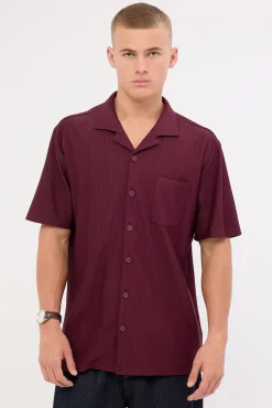 Austin Pleated Resort Shirt Burgundy