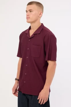 Austin Pleated Resort Shirt Burgundy