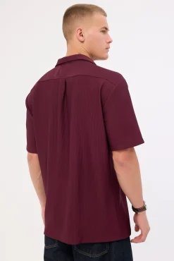 Austin Pleated Resort Shirt Burgundy