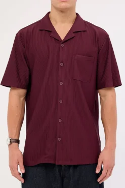 Austin Pleated Resort Shirt Burgundy