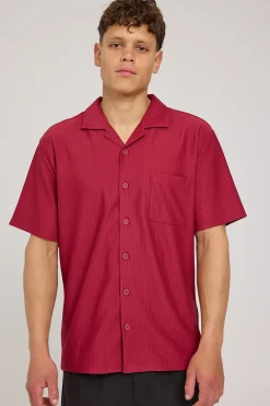 Austin Pleated Resort Shirt Burgundy