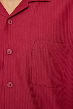 Austin Pleated Resort Shirt Burgundy