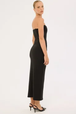 Aveline Strapless Corset Maxi Dress Black