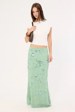 Avenia Sequin Maxi Skirt Teal