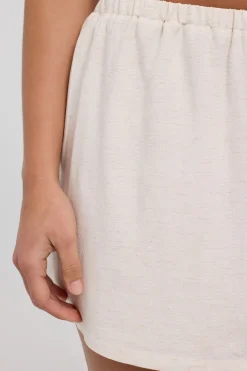Avery Mid Rise Elasticated Mini Skirt Oatmeal