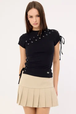 Backtalk Pleated Mini Skort Nude
