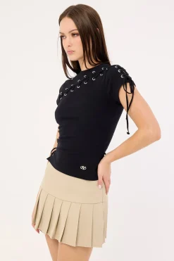 Backtalk Pleated Mini Skort Nude