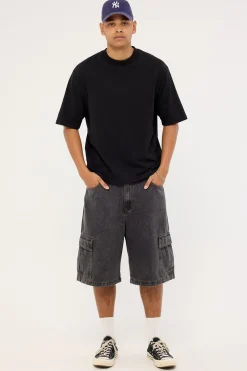 Baggy Cargo Denim 91 Short Washed Black