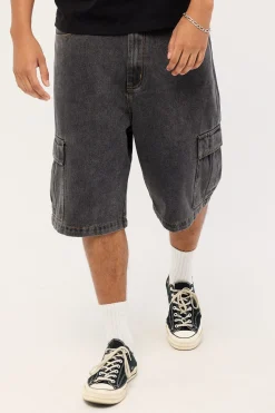 Baggy Cargo Denim 91 Short Washed Black