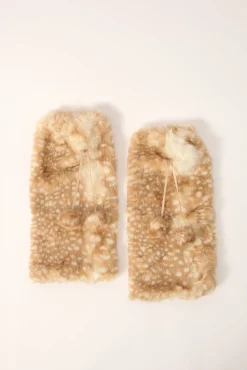 Bambi Fluffy Faux Fur Leg Warmers Brown