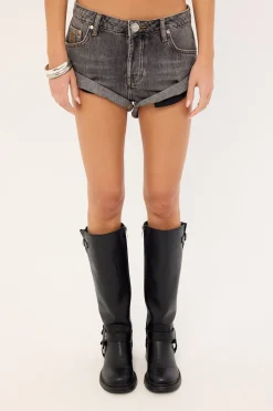 Bandits Low Waist Denim Shorts Charcoal