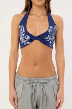 Banish Twist Halter Bralette Navy
