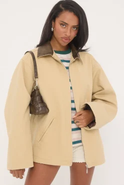 Barn Contrast Collar Jacket Stone
