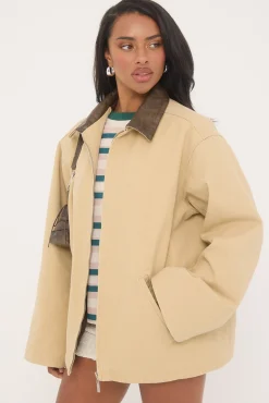 Barn Contrast Collar Jacket Stone