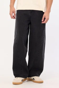 Barrel Leg Denim Jean Aged Black