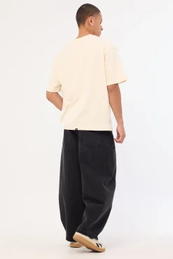 Barrel Leg Denim Jean Aged Black