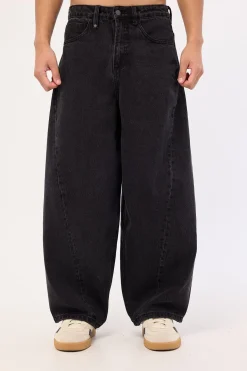 Barrel Leg Denim Jean Aged Black