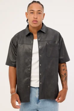 Base PU Oversize Shirt Black