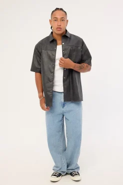 Base PU Oversize Shirt Black