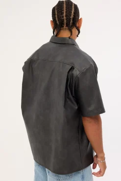 Base PU Oversize Shirt Black