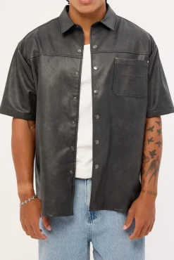 Base PU Oversize Shirt Black