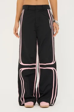 Batsu Contrast Nylon Cargo Pant Black