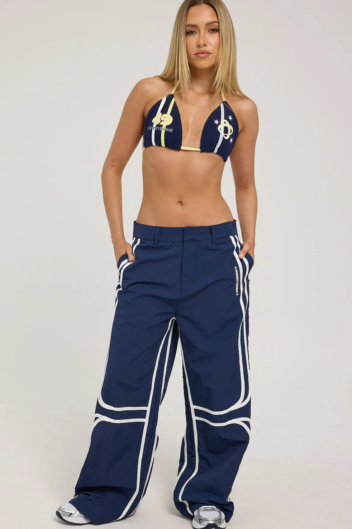 Batsu Contrast Nylon Cargo Pant Ink Navy