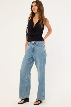 Baxters Mid Waist Wide Leg Denim Jeans Blue Crush