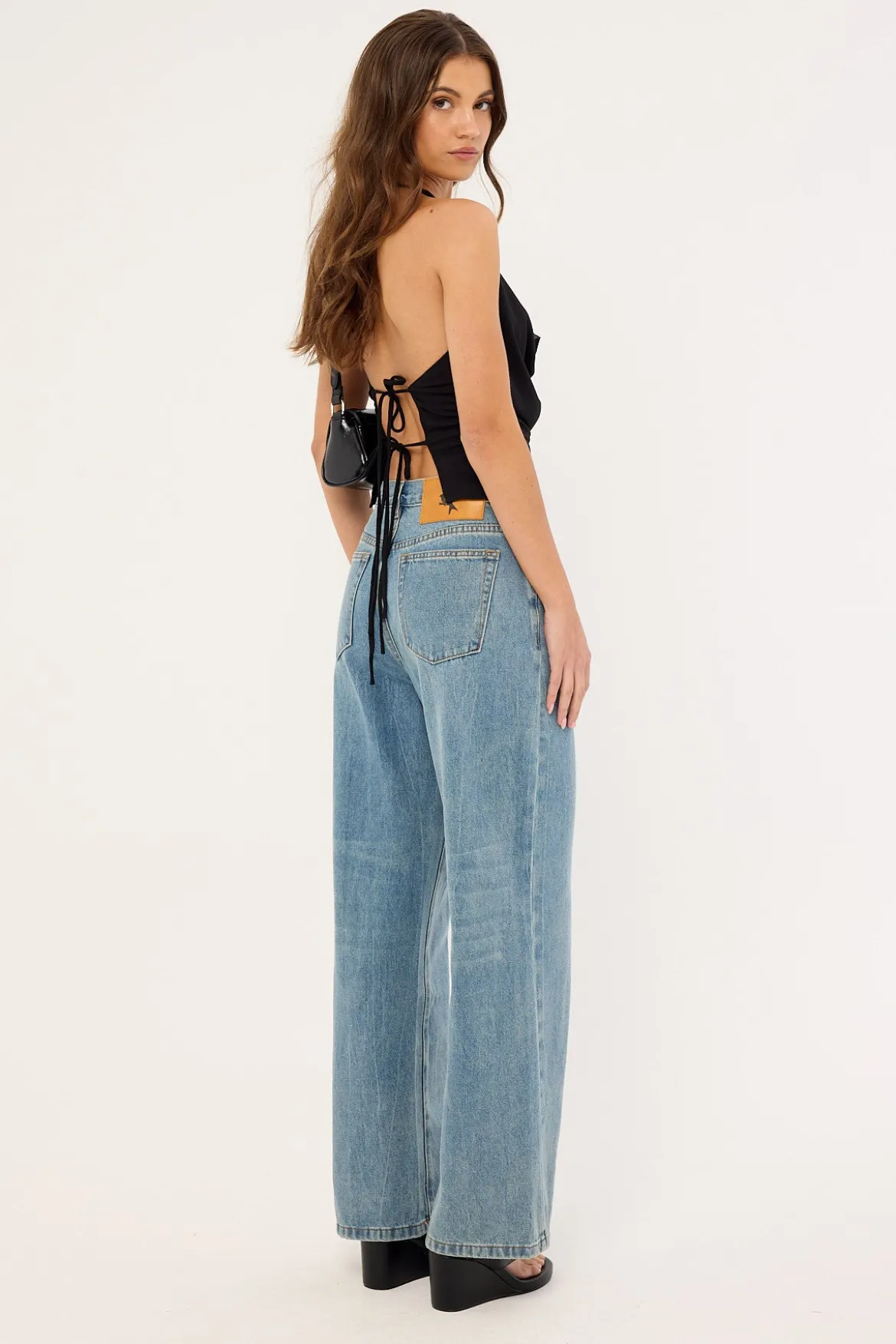 Baxters Mid Waist Wide Leg Denim Jeans Blue Crush