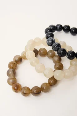 Beaded Bracelet 3 Pack Brown