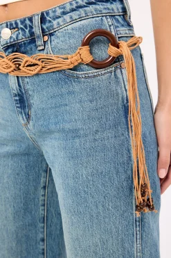 Beaded Macrame Belt Brown